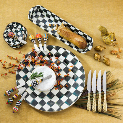 Mocha Check Appetizer Plates, Set of 4