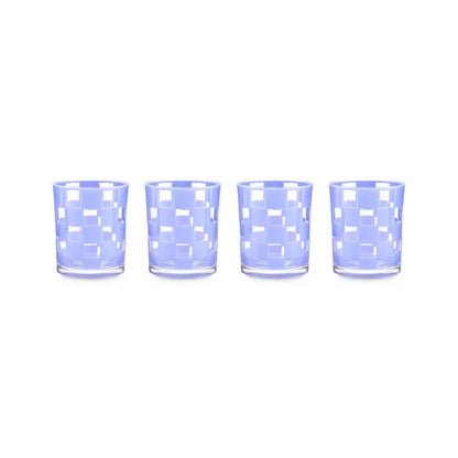 Blue Check Acrylic Tumblers, Set of 4