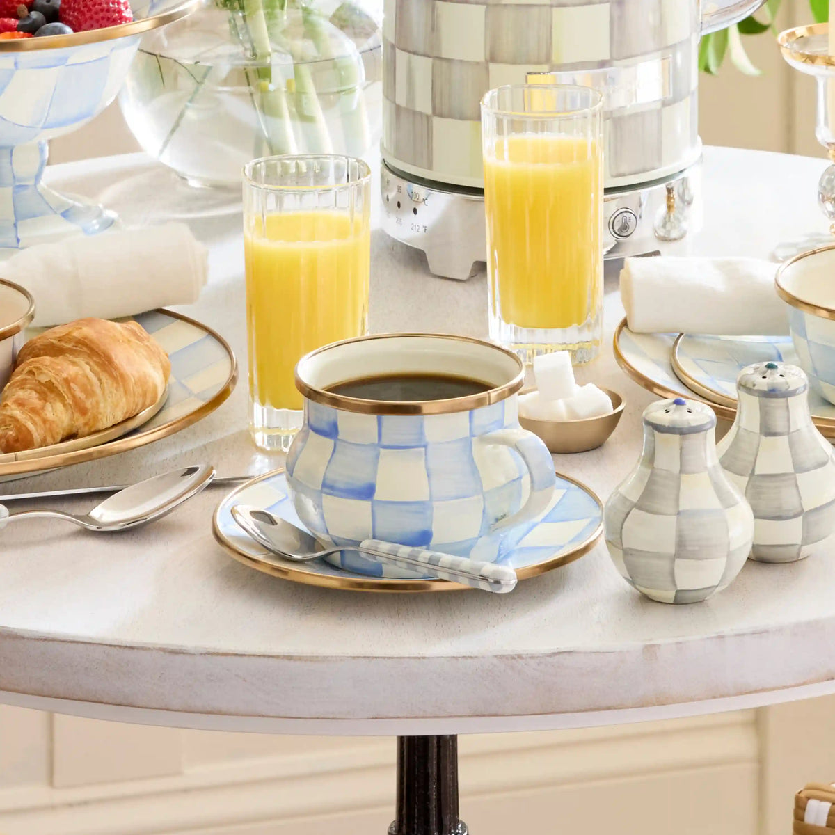 Violet Check Teacup