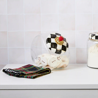 Cookie Jar with Violet Check Lid