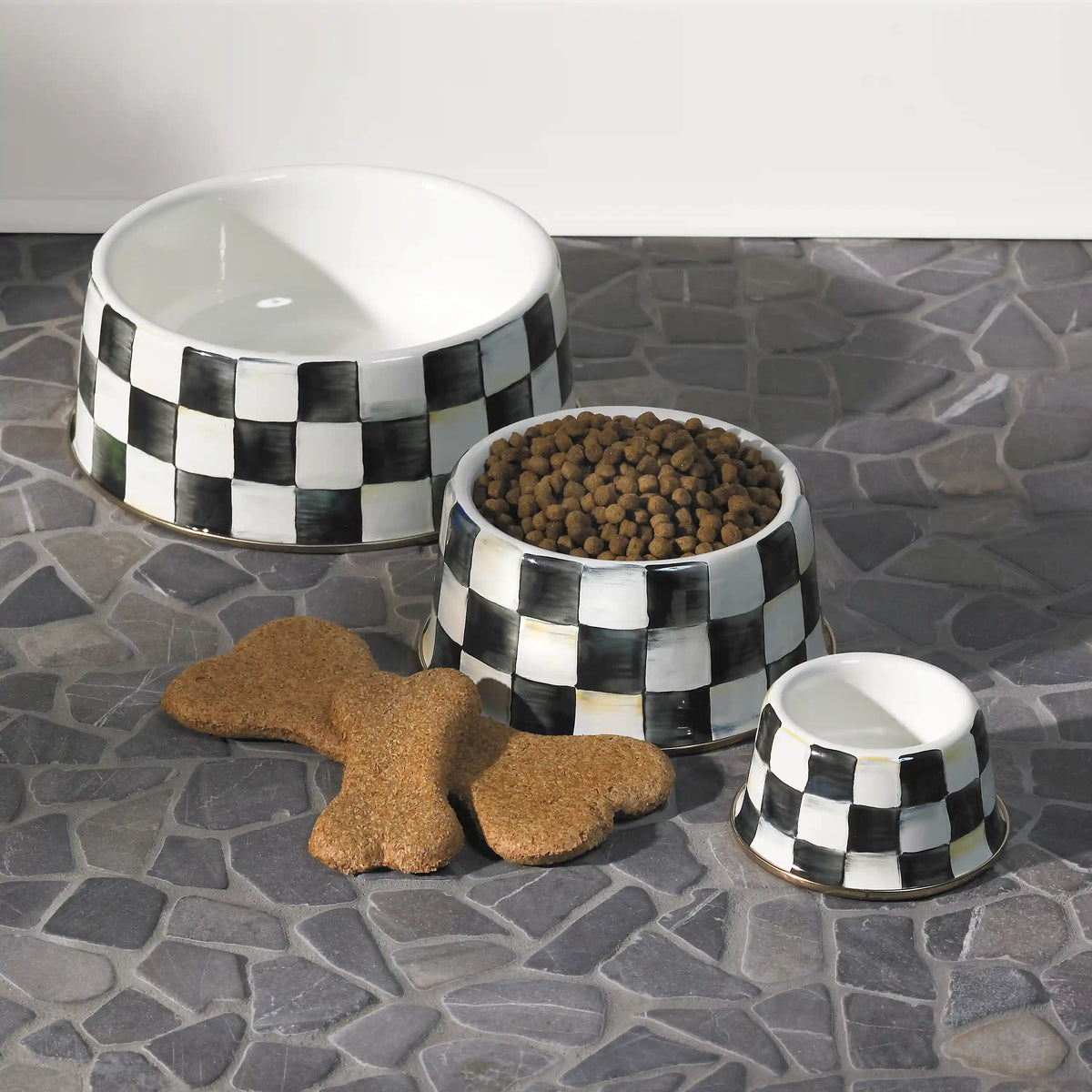 Mocha Check Medium Pet Dish