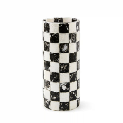 Violet Check Capiz Small Vase