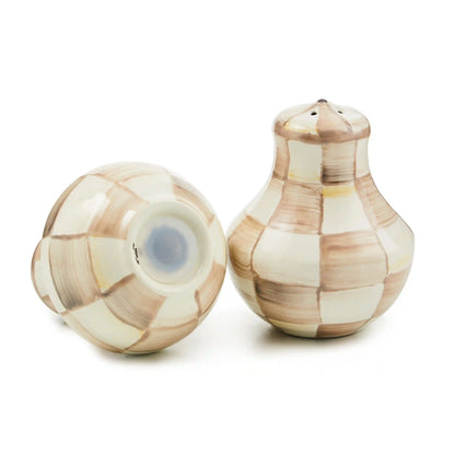 Emerald Check Large Salt & Pepper Shakers