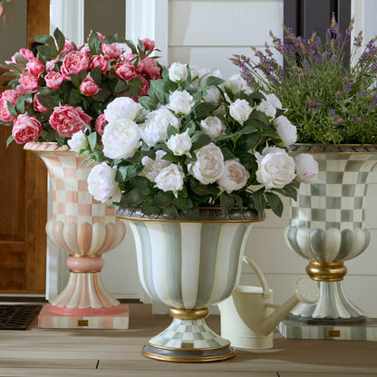 Mocha Check Pedestal Urn