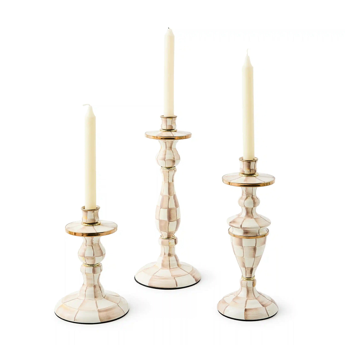 Violet Check Small Candlestick