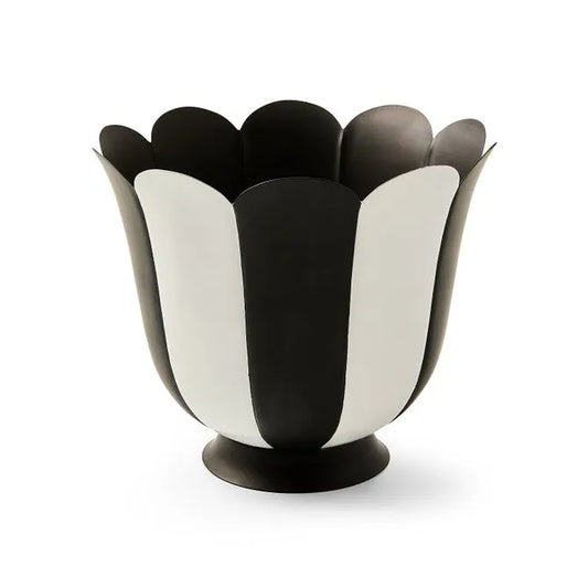 Courtly Stripe Scalloped Large Flower Pot
