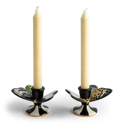 Rosy Check Butterfly Candle Holders, Set of 2