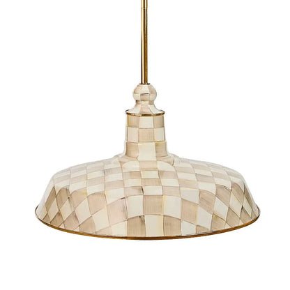 Mocha Check 18" Barn Pendant