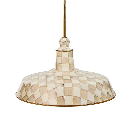 Mocha Check 18" Barn Pendant