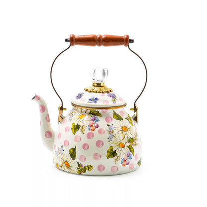 White Flower Market 2 Quart Tea Kettle
