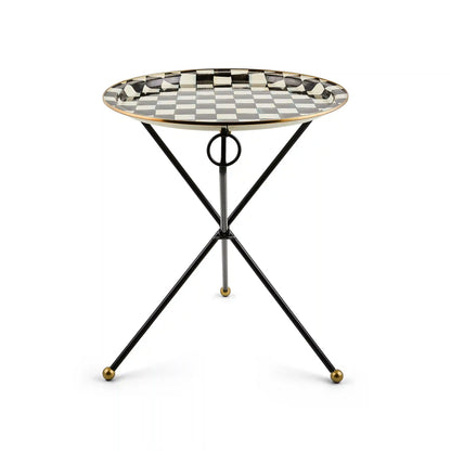 Sterling Check Enamel Tilt Accent Table