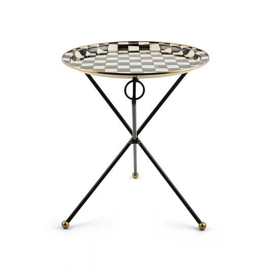 Sterling Check Enamel Tilt Accent Table