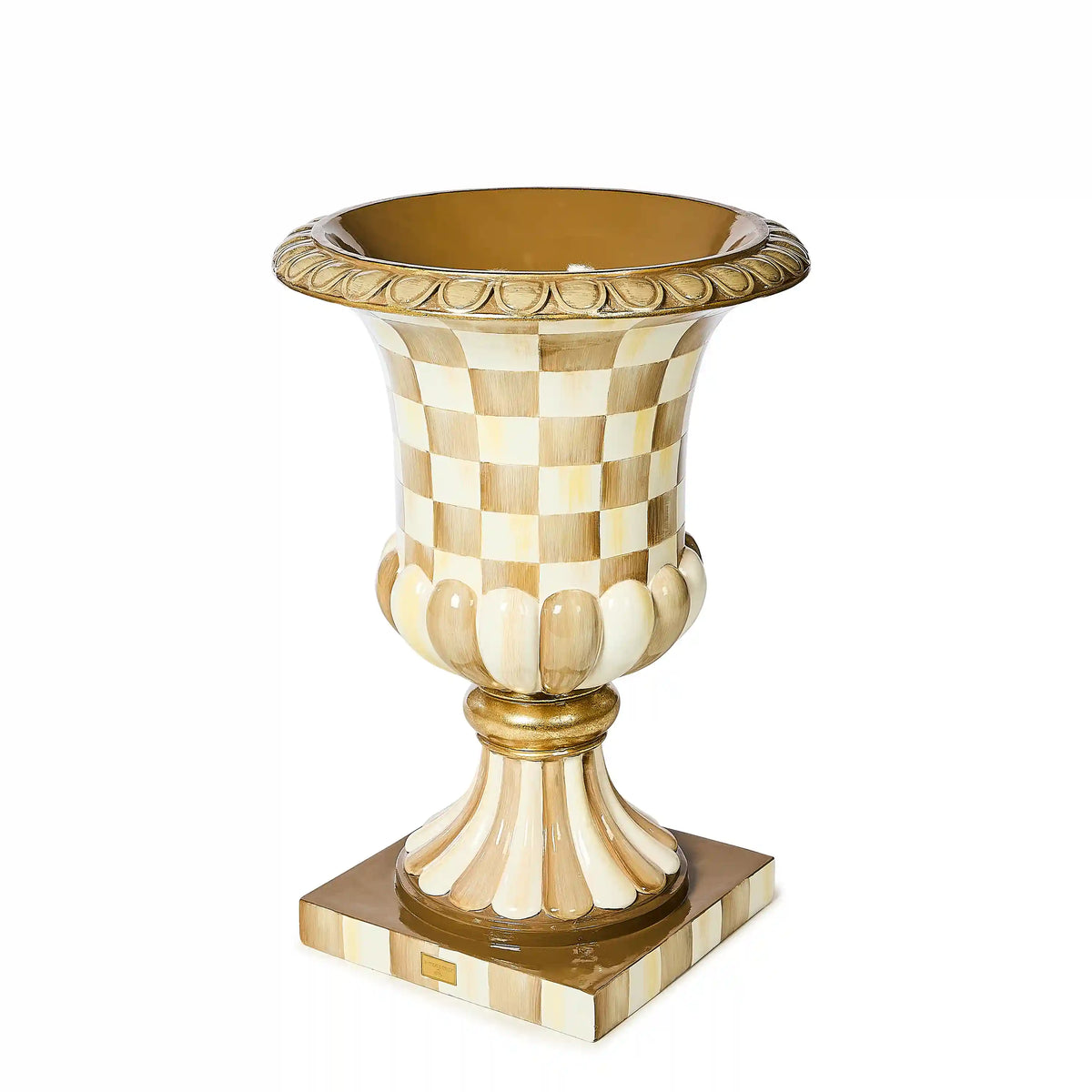 Sterling Check Pedestal Urn
