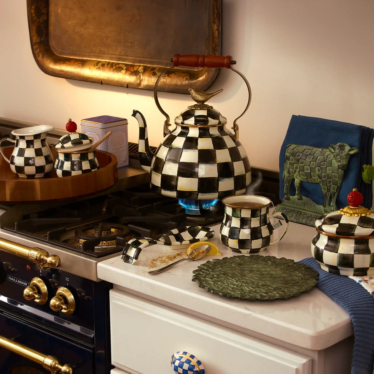 Violet Check Spoon Rest
