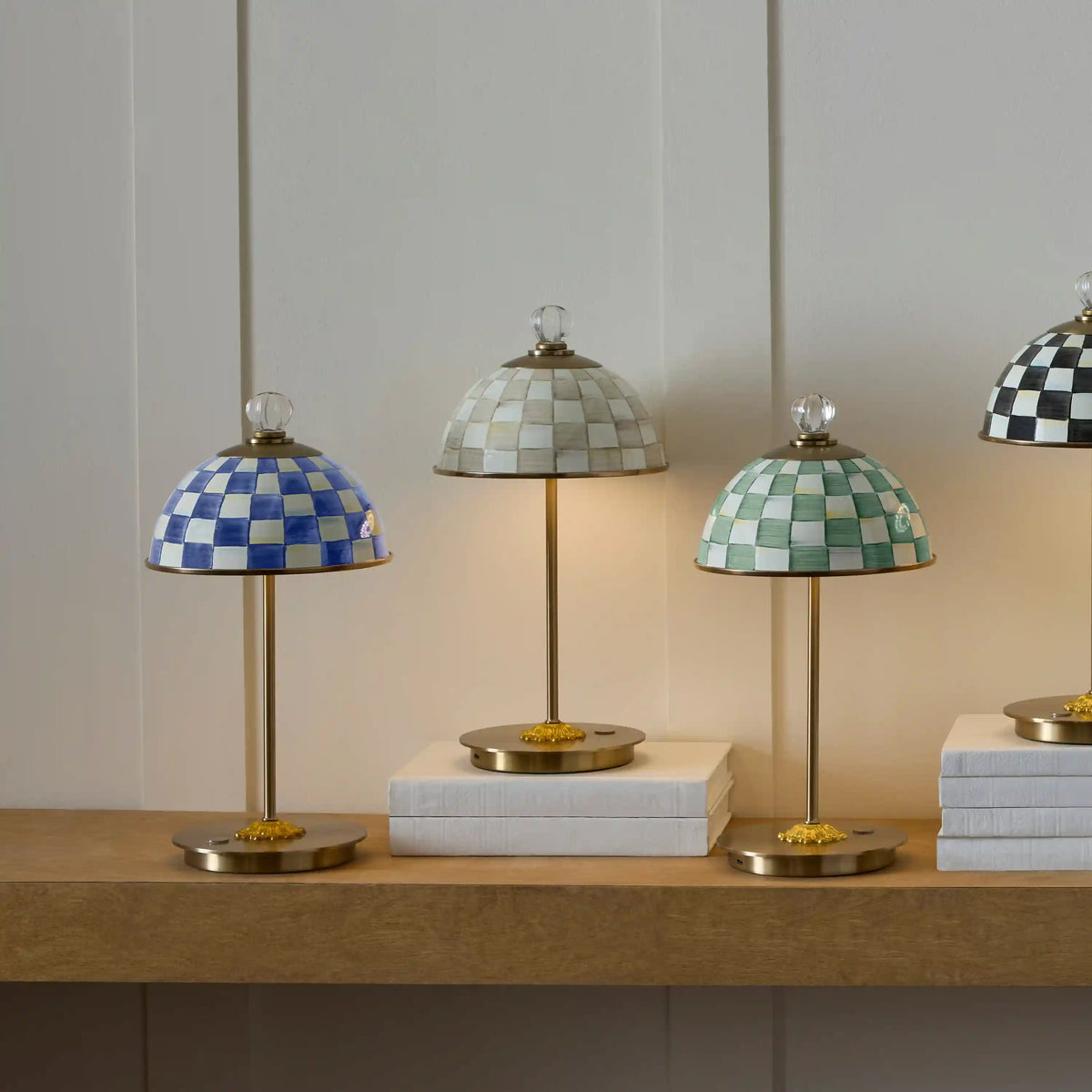 Sterling Check LED Rechargeable Dome Table Lamp