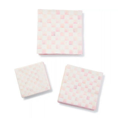 Mocha Check Cocktail Paper Napkins