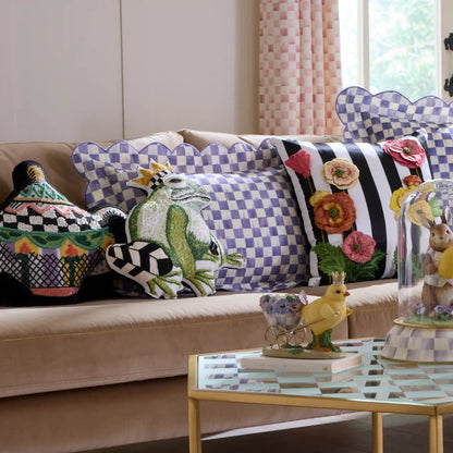 Courtly Check Reversible Scalloped Lumbar Throw Pillow