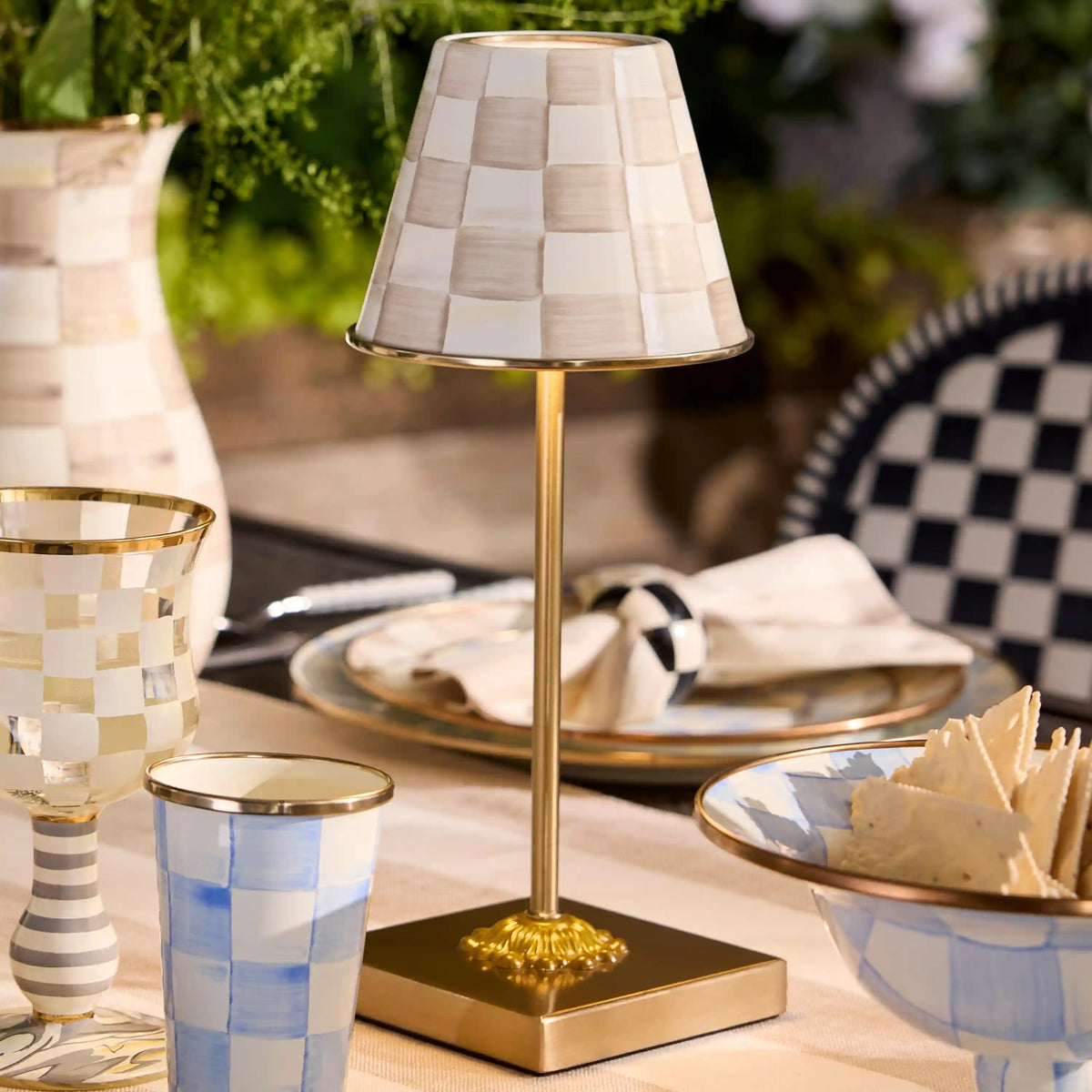 Sterling Check LED Rechargeable Cafe Table Lamp