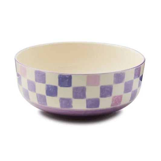 Lilac Check Serving Bowl