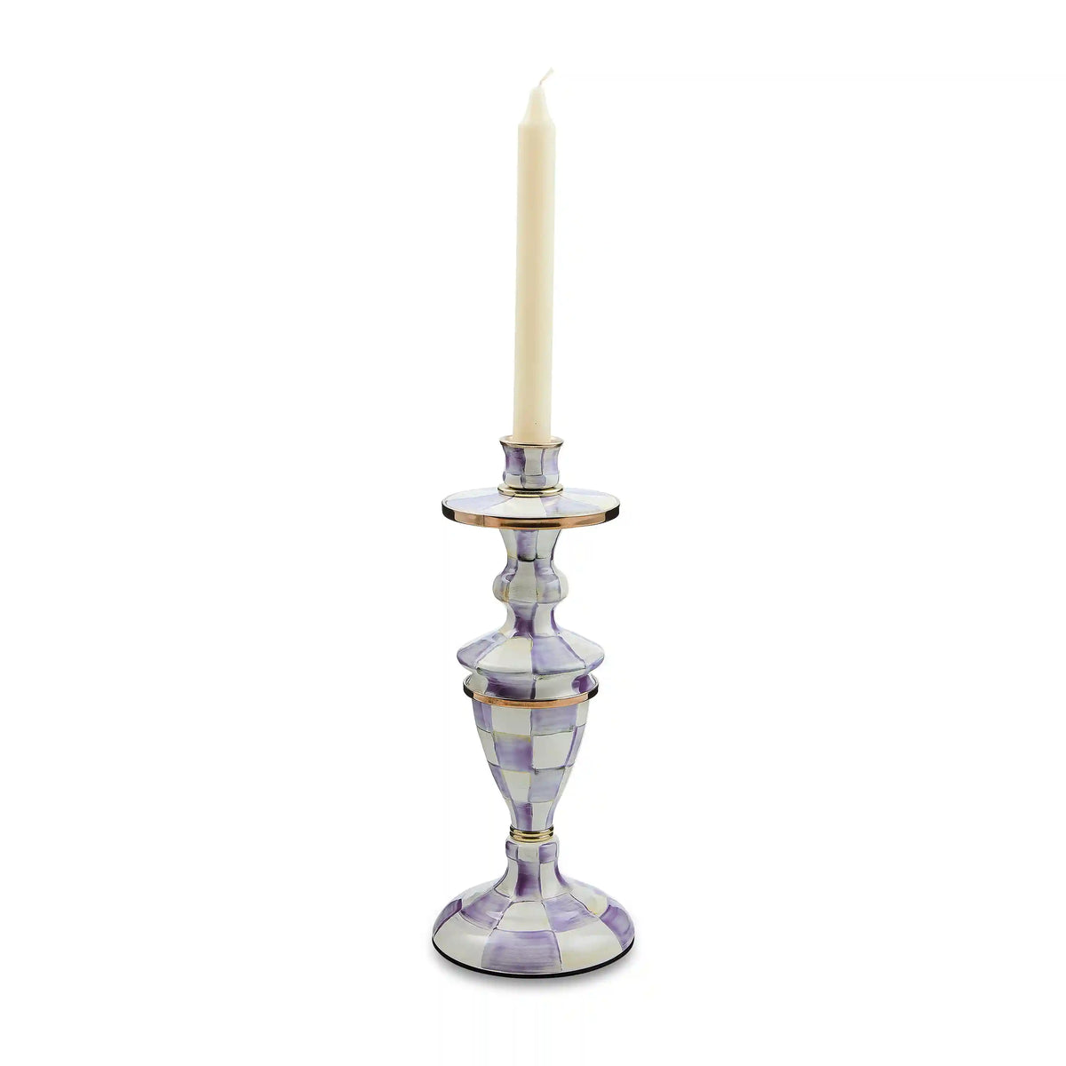 Violet Check Small Candlestick
