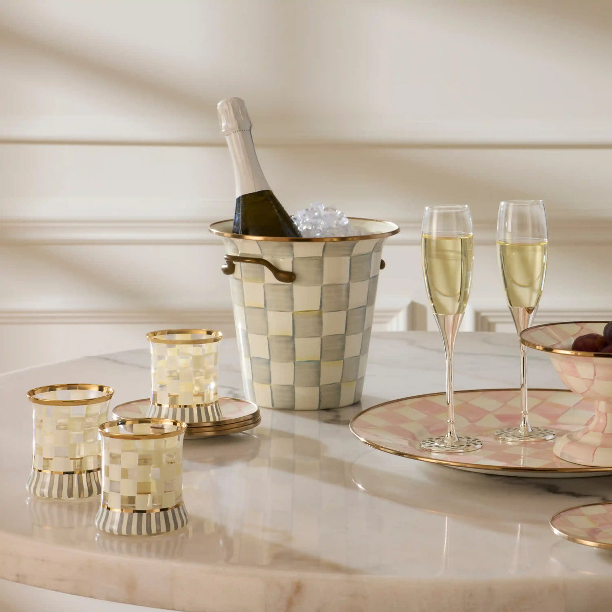 Mocha Check Wine Cooler