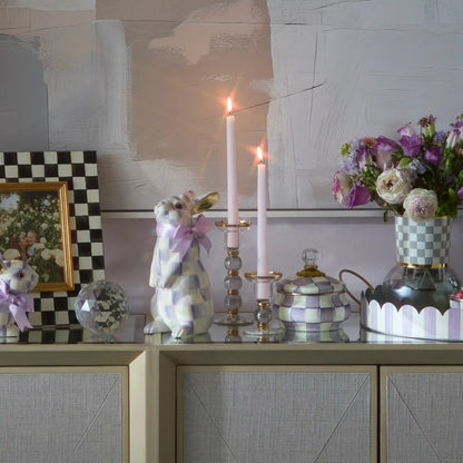 Rosy Check Large Glass Candlestick