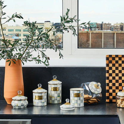 Cookie Jar with Royal Check Lid