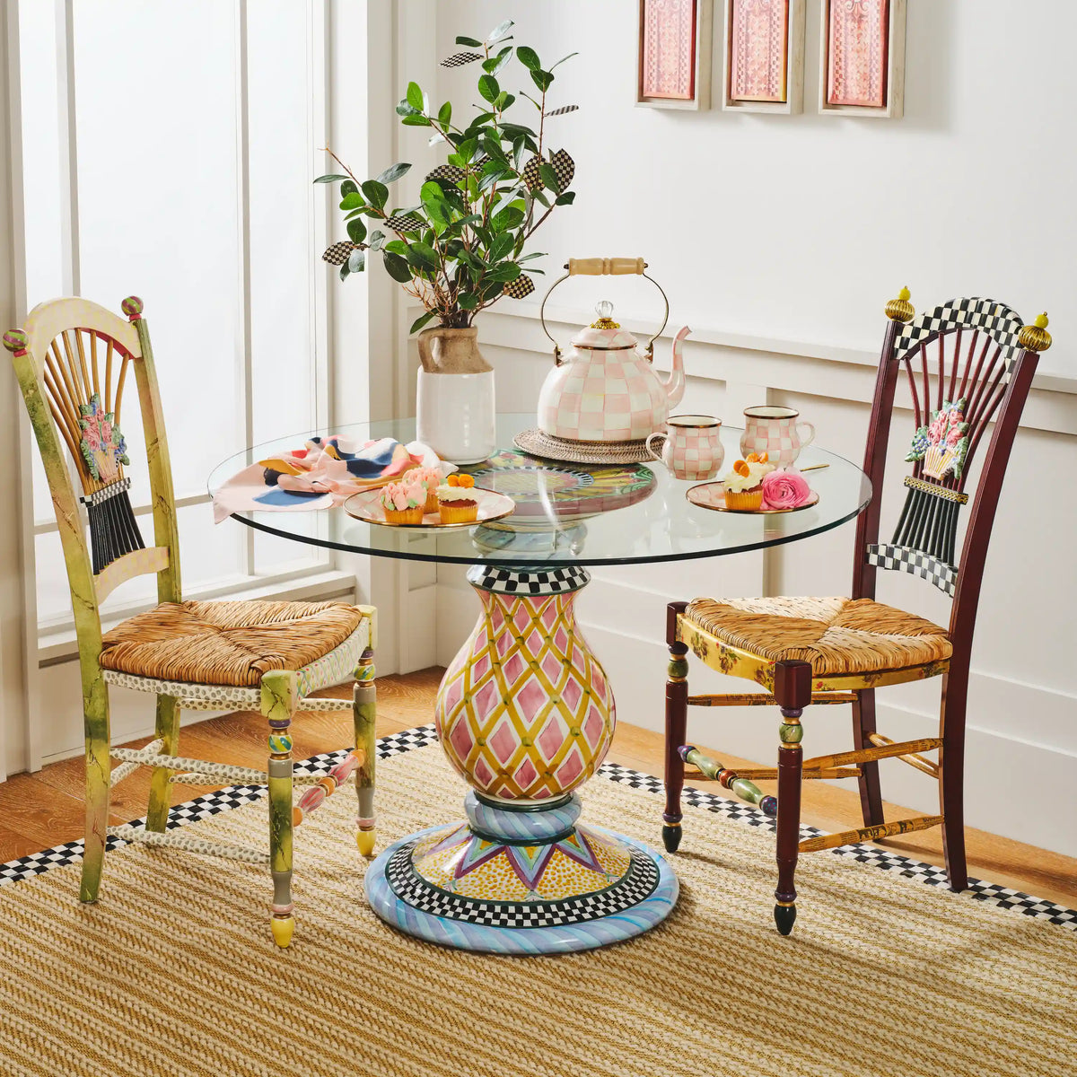 Courtly Check Ceramic Pedestal Table Base