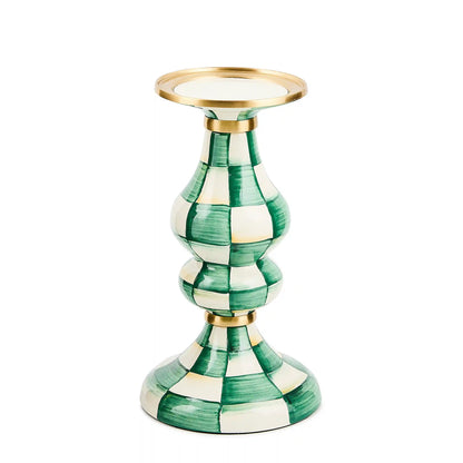 Mocha Check Medium Pillar Candlestick