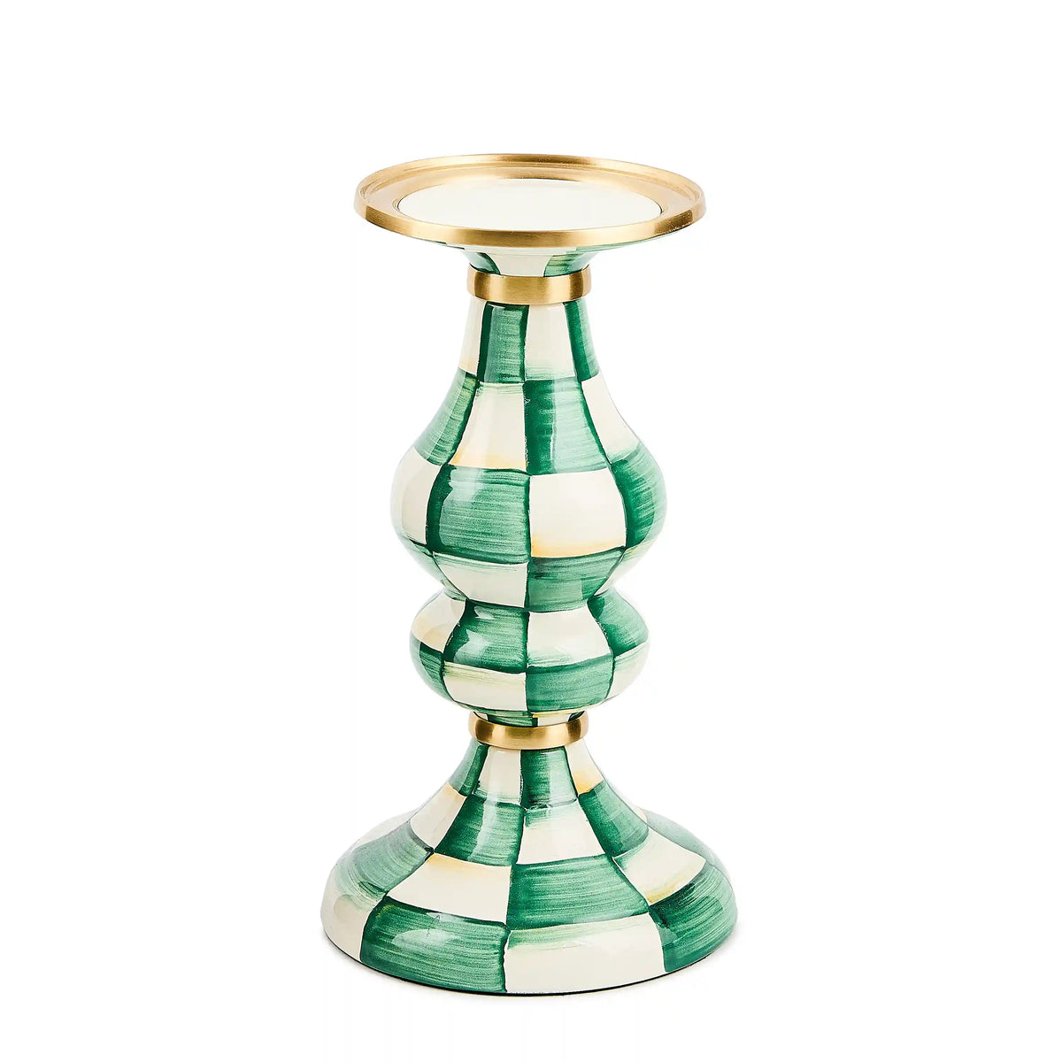 Violet Check Medium Pillar Candlestick