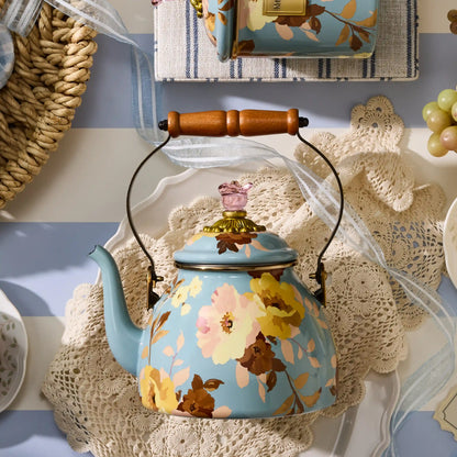 White Flower Market 2 Quart Tea Kettle