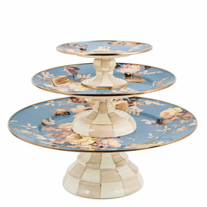 White Flower Market Large Pedestal Platter