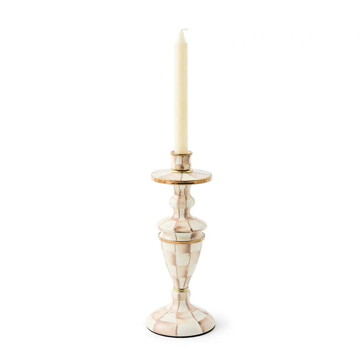 Emerald Check Large Candlestick