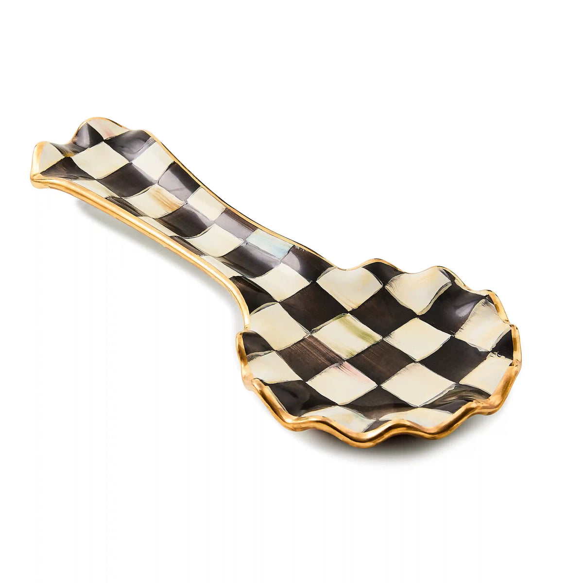 Sterling Check Ceramic Spoon Rest