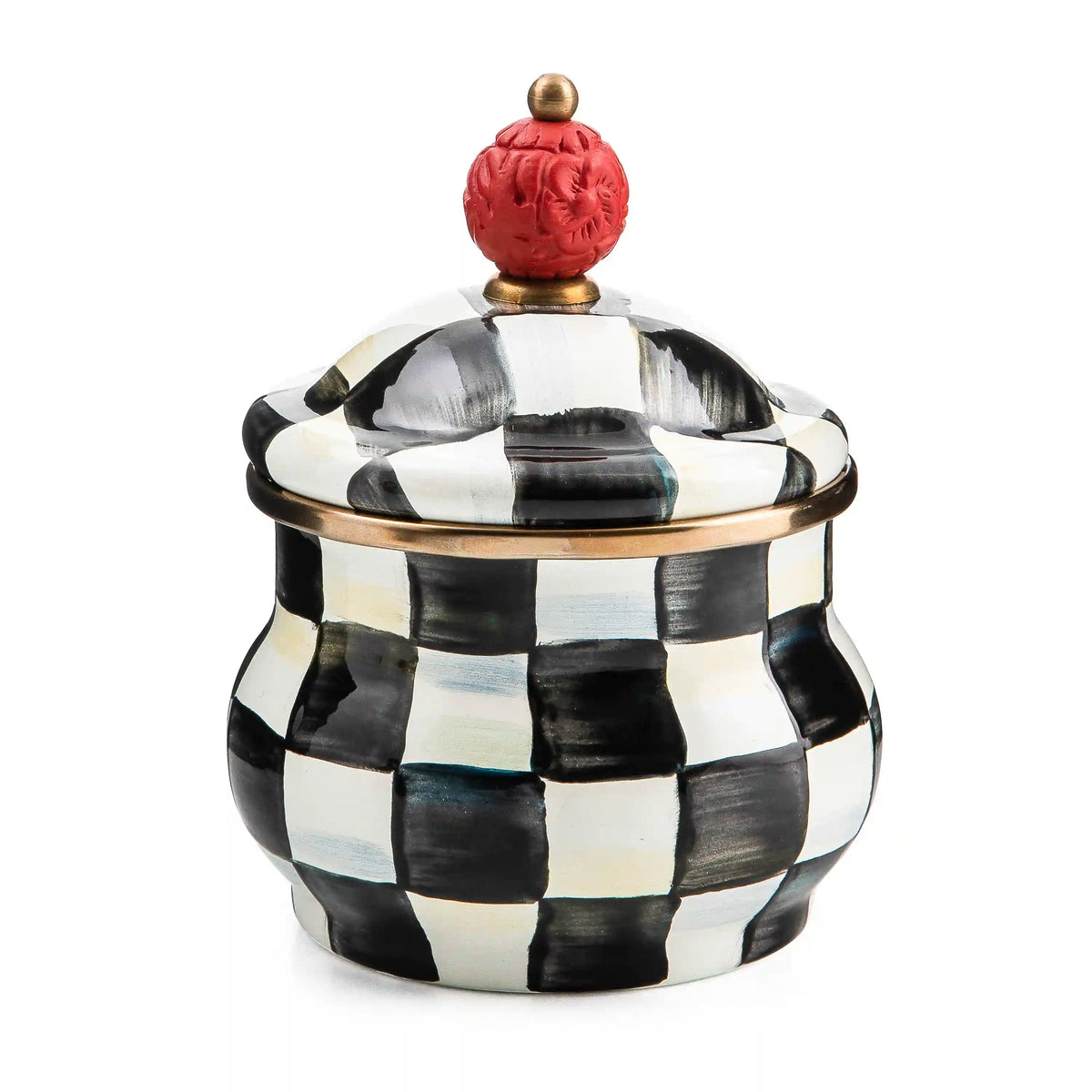 Violet Check Lidded Sugar Bowl