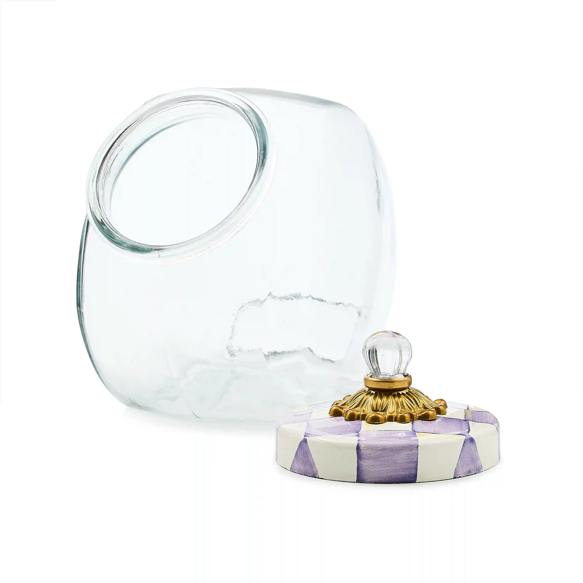 Cookie Jar with Violet Check Lid