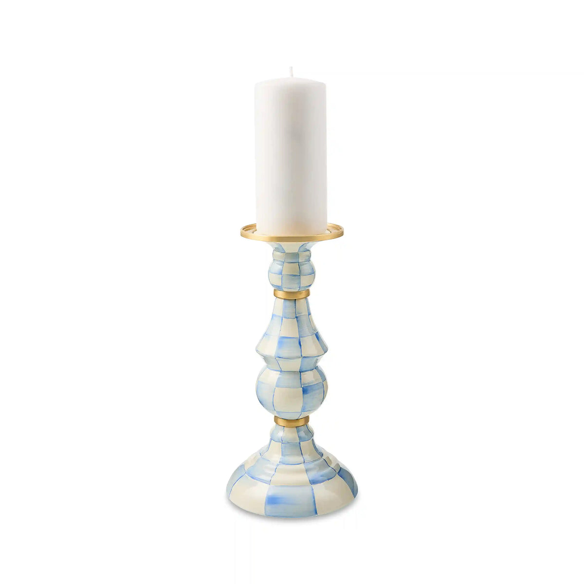 Mocha Check Medium Pillar Candlestick