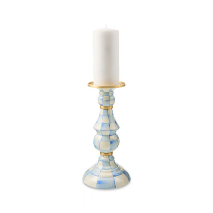 Violet Check Medium Pillar Candlestick