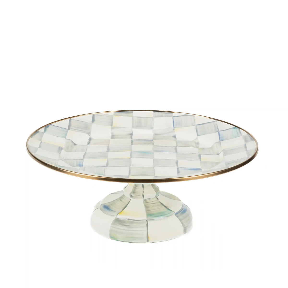 Sterling Check Large Pedestal Platter