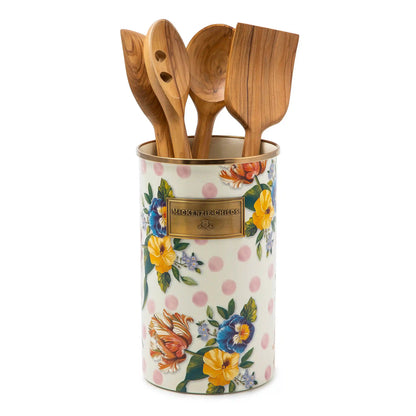 Wild Rose White Utensil Holder