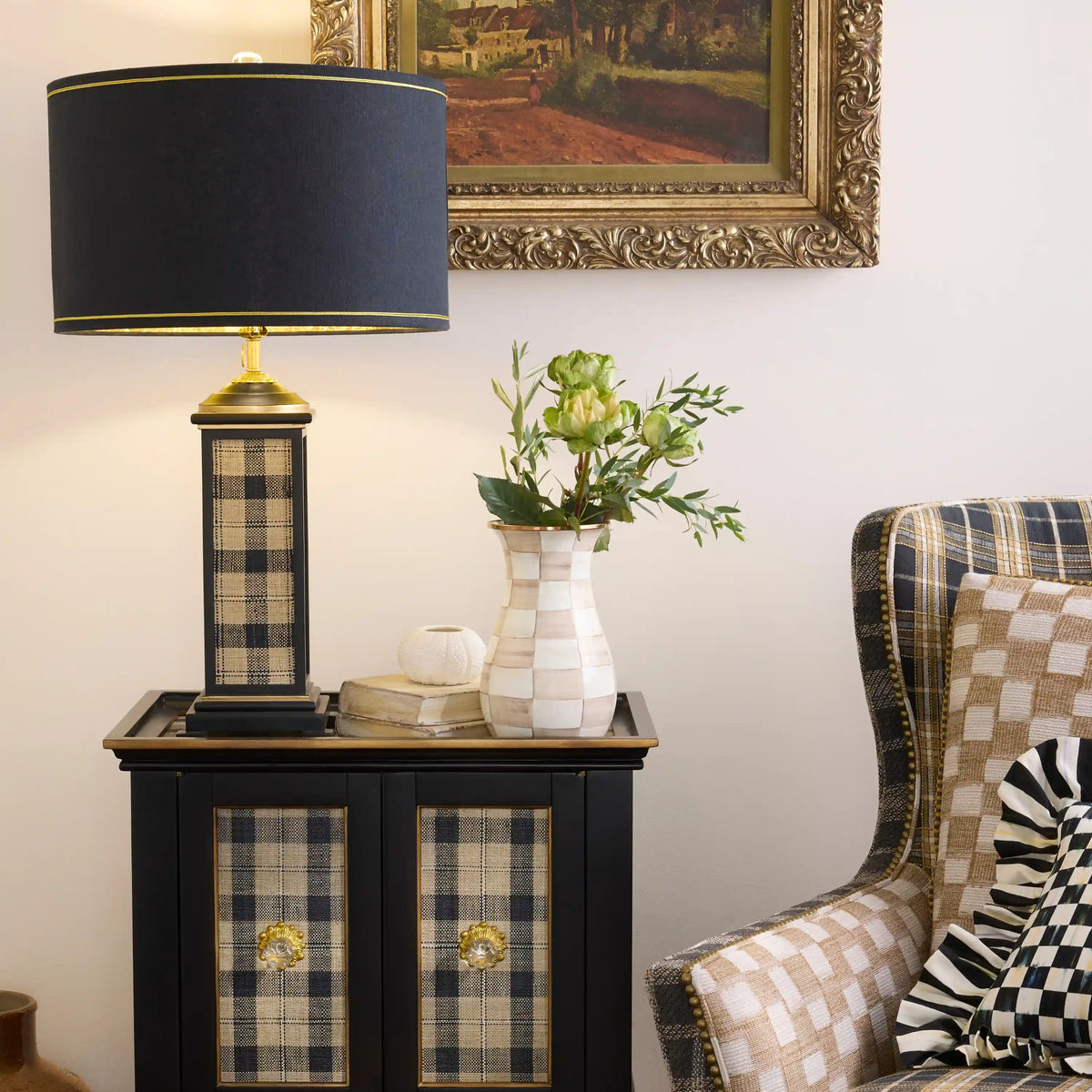 Mocha Check Tall Vase