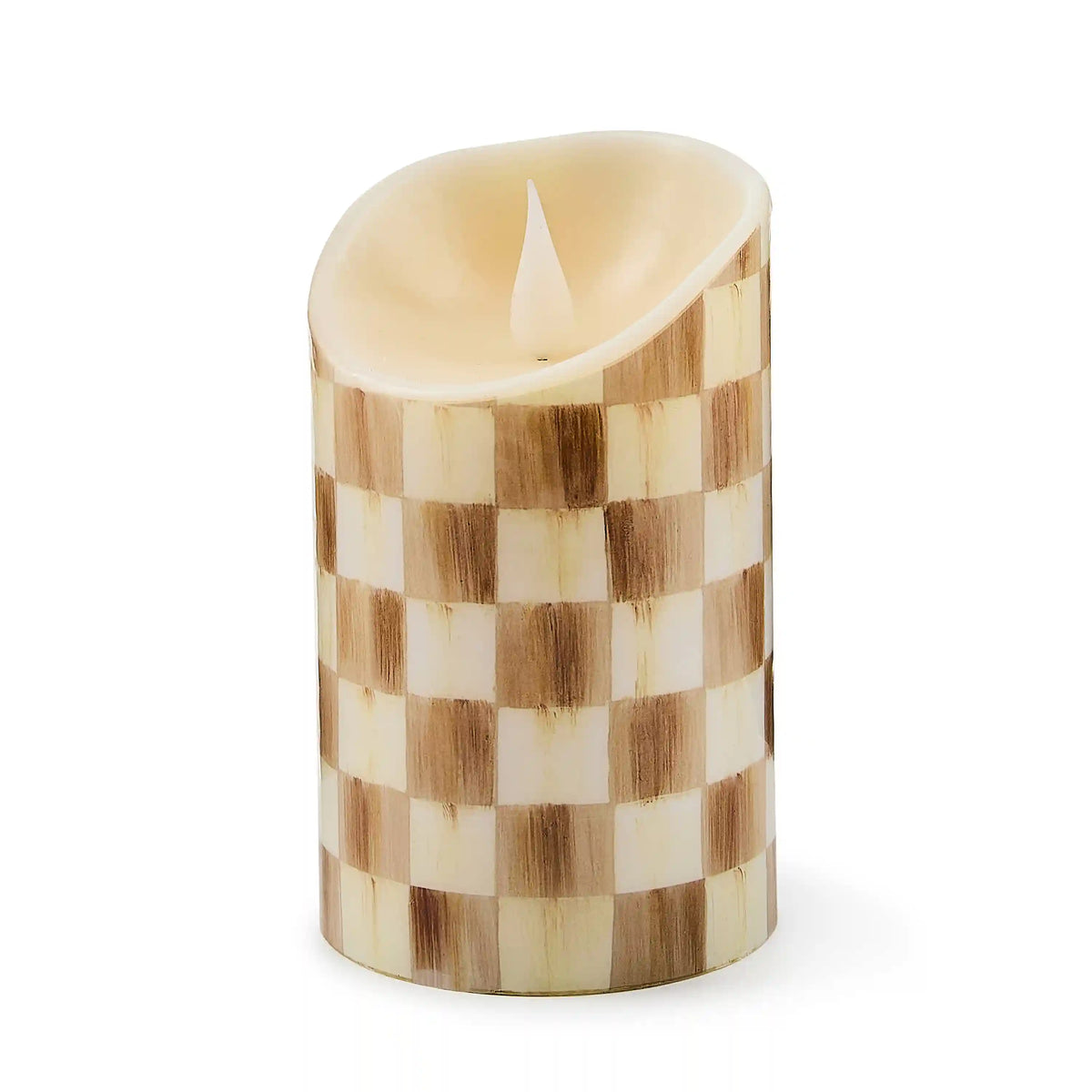 Emerald Check Flameless 9" Pillar Candle