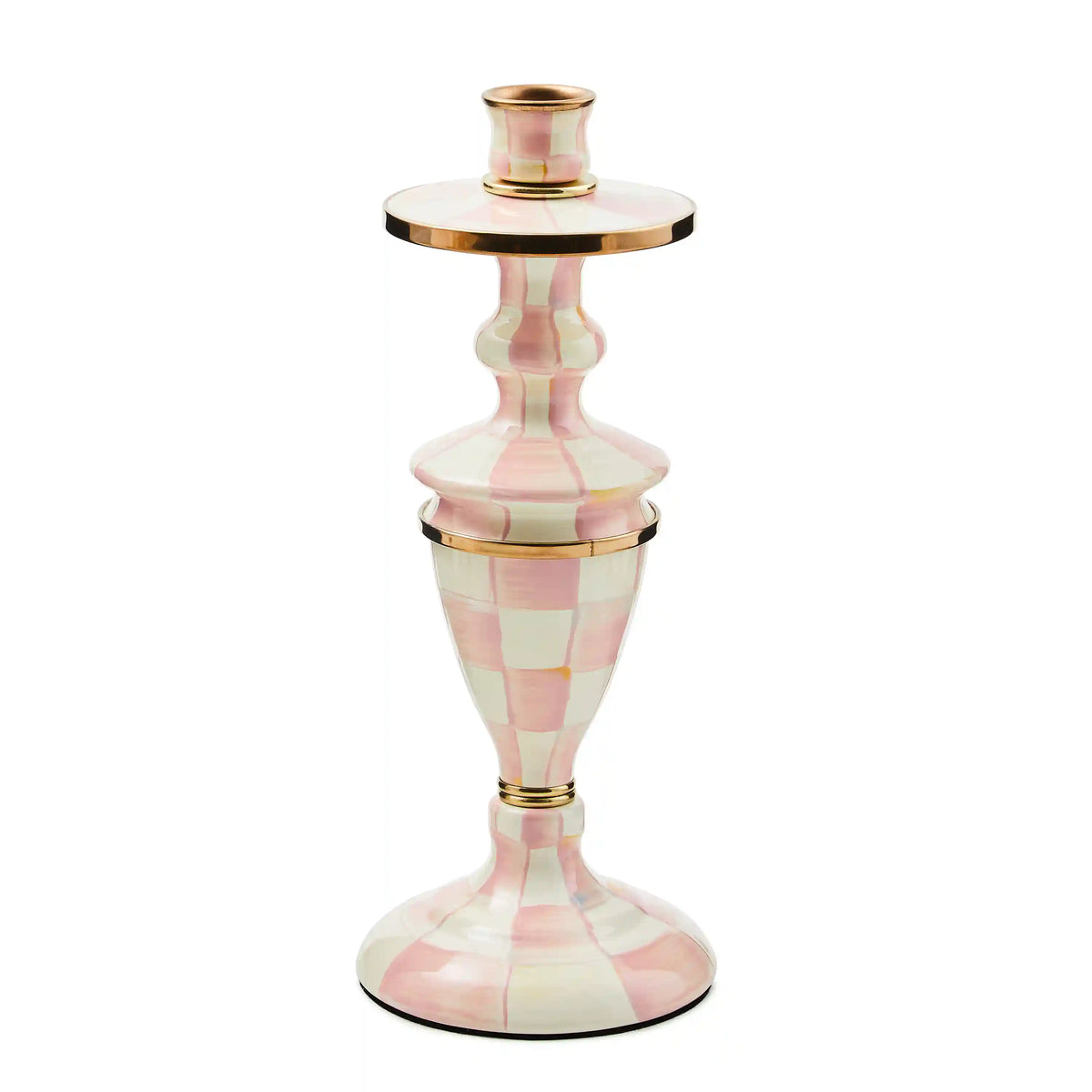 Emerald Check Large Candlestick