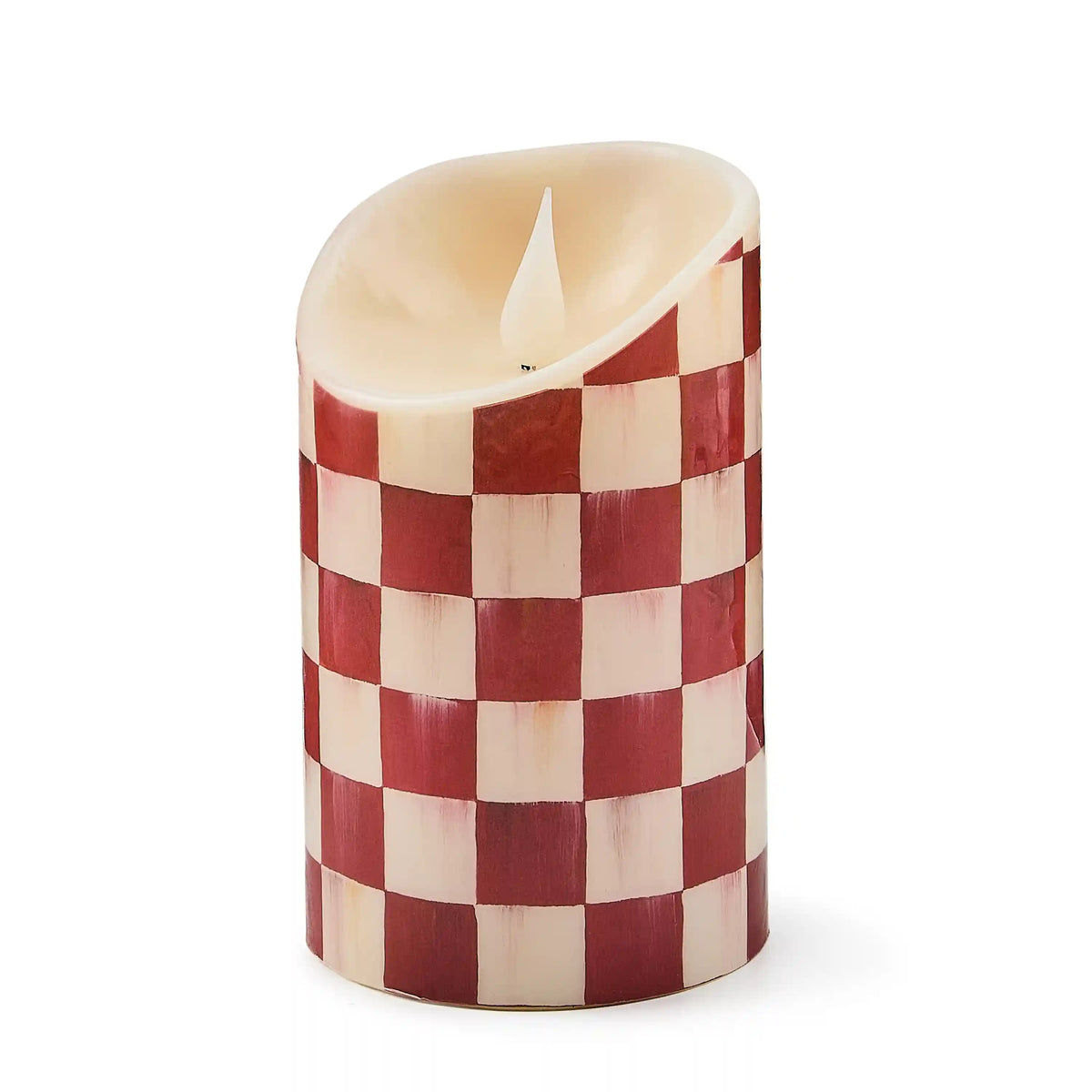 Emerald Check Flameless 5" Pillar Candle