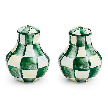 Violet Check Large Salt & Pepper Shakers
