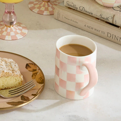 Mocha Check Porcelain Mug