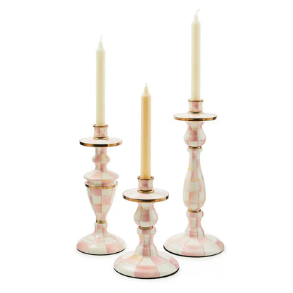 Mocha Check Large Candlestick