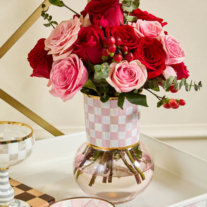 Sterling Check Glass Vase