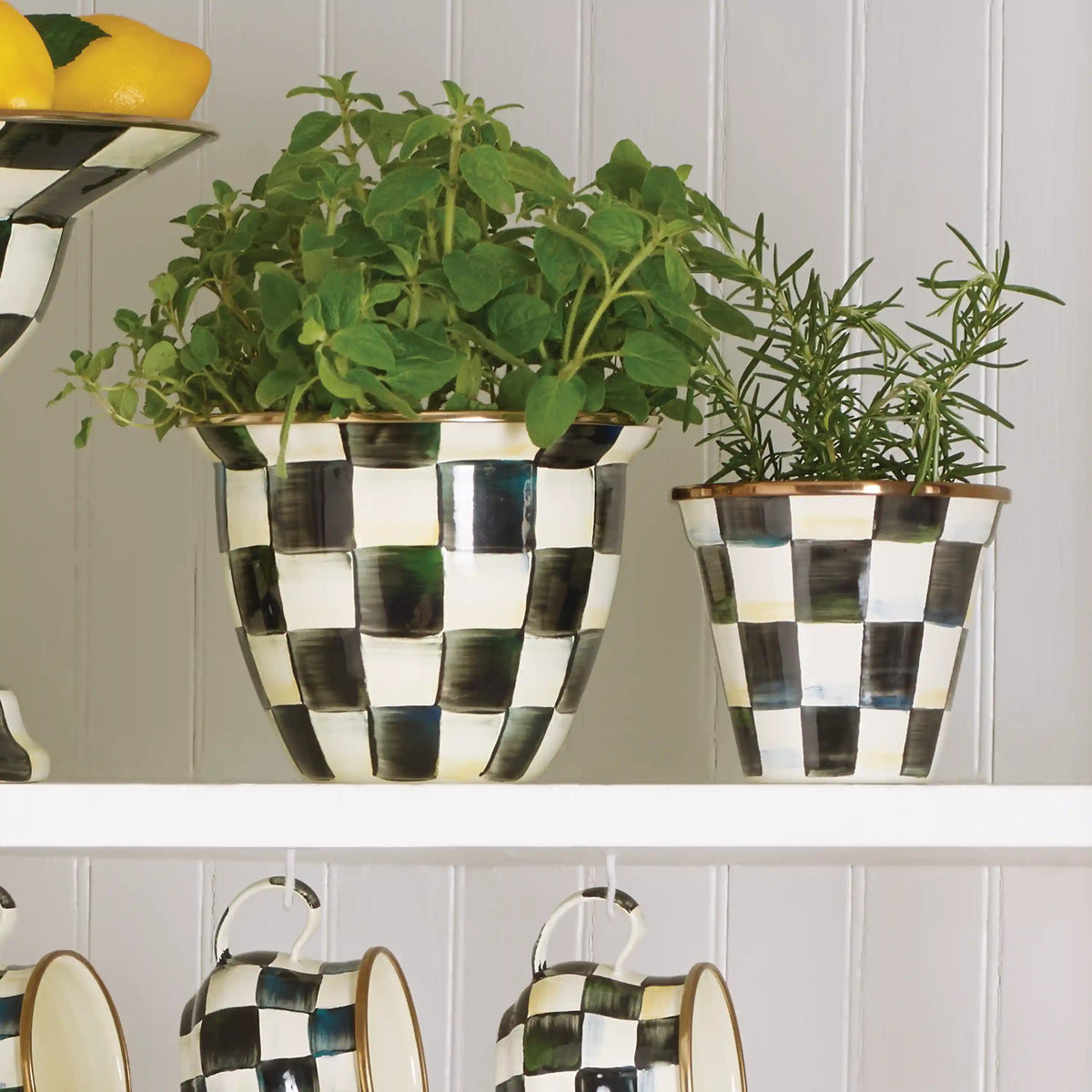 Emerald Check Large Flower Pot