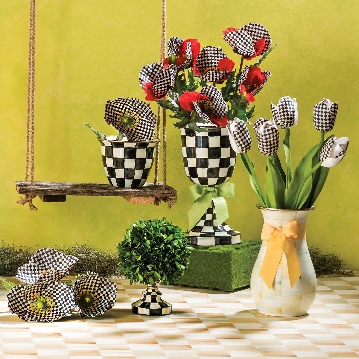 Emerald Check Large Flower Pot